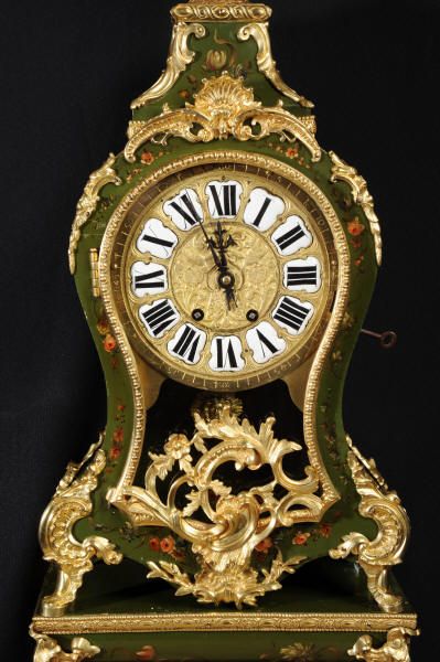 fig 2. Superb Rococo Green Lacquer and Ormolu Bracket Clock