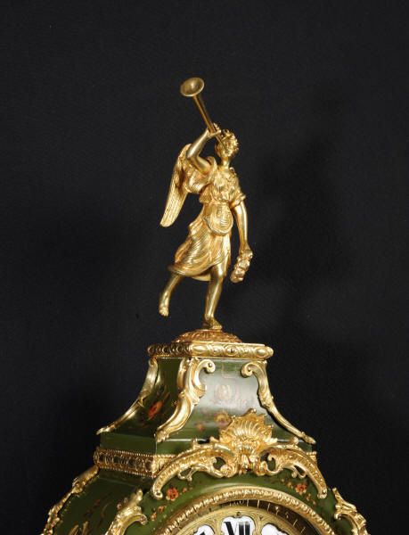 fig 1. Superb Rococo Green Lacquer and Ormolu Bracket Clock