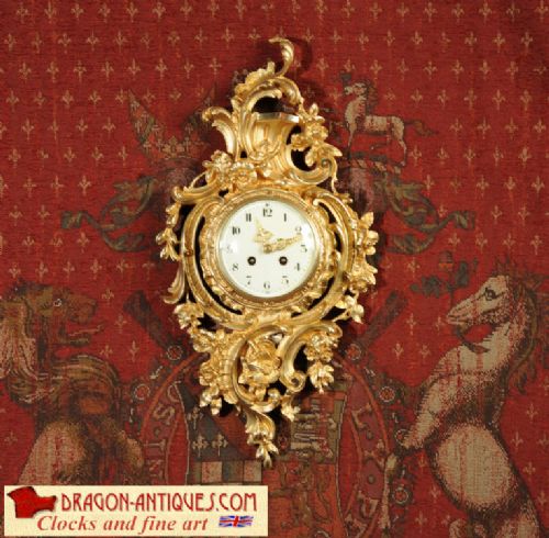Antique French Rococo Cartel Wall Clock 
By Japy Freres