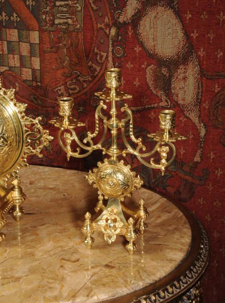 fig 3. Antique French Gilt Brass Clock Set