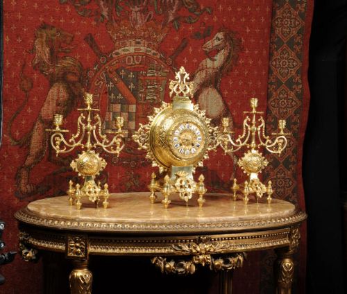fig 1. Antique French Gilt Brass Clock Set