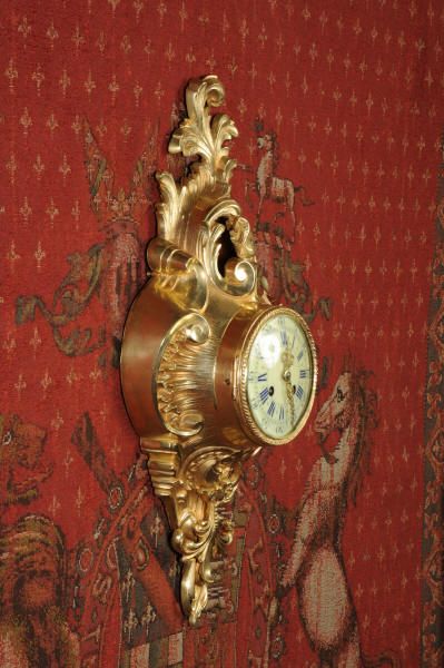 fig 2. Antique Wall Clock - French Gilt Brass Rococo Cartel Clock