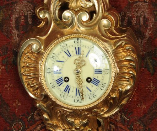 fig 3. Antique Wall Clock - French Gilt Brass Rococo Cartel Clock