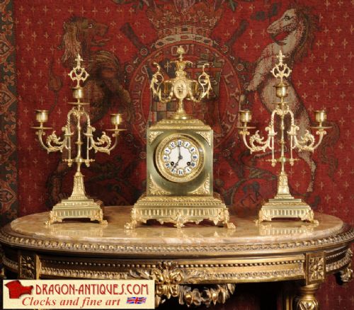 Japy Freres Classical Antique Clock Set
~ French - Circa 1880 ~