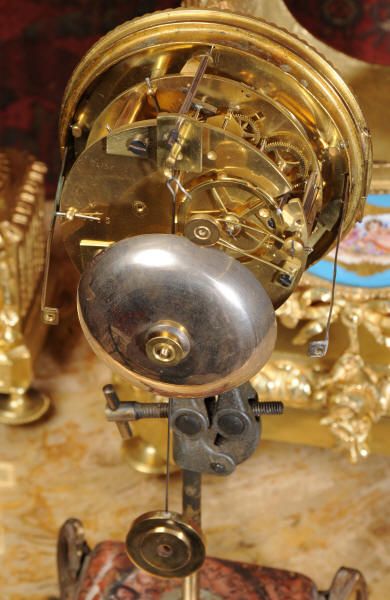 fig 5. Early Sevres Porcelain and Ormolu Clock Set, Silk Suspension Movement
