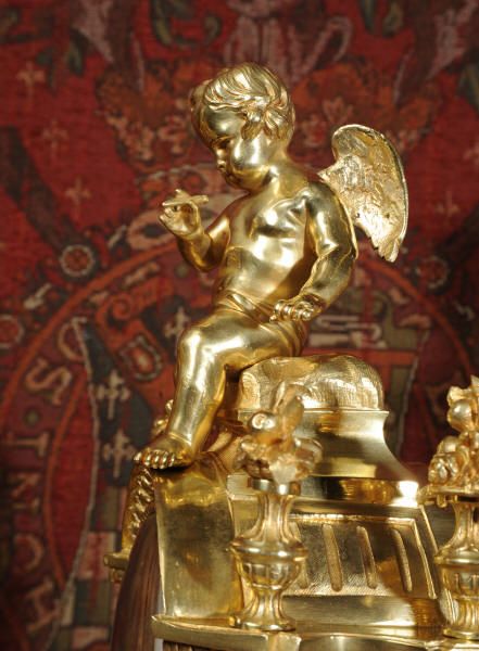 fig 2. Early Sevres Porcelain and Ormolu Clock Set, Silk Suspension Movement