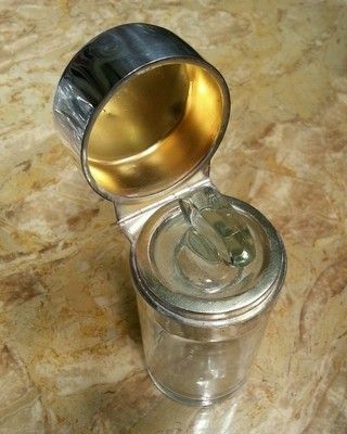 Antique Silver Dressing Cosmetic Vanity Jar London 1890
 
