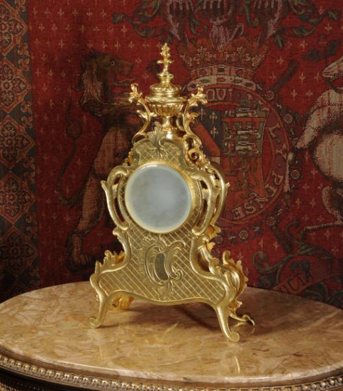 fig 3. Stunning Large Antique French Gilt Brass Rococo Clock by Vincenti