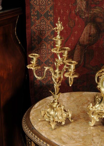 fig 5. Rococo Antique French Gilt Brass Clock Set