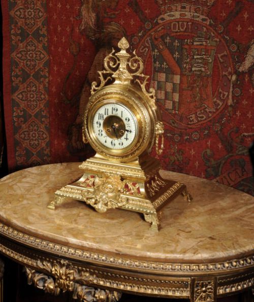 fig 1. Magnificent Antique French Brass Drum Head Clock by Japy Freres