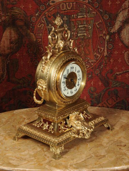 fig 2. Magnificent Antique French Brass Drum Head Clock by Japy Freres