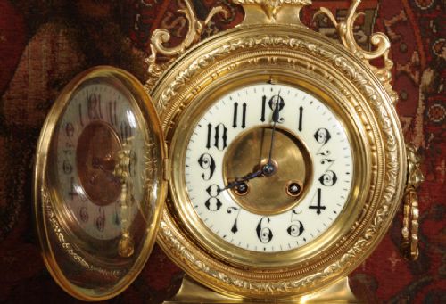 fig 3. Magnificent Antique French Brass Drum Head Clock by Japy Freres