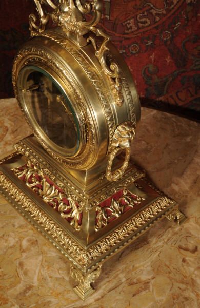fig 4. Magnificent Antique French Brass Drum Head Clock by Japy Freres