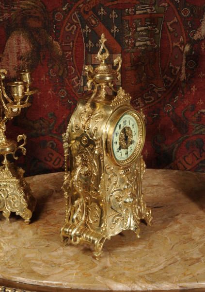 fig 3. Antique French Gilt Brass Boudoir Clock Set
~ French - Circa 1900 ~