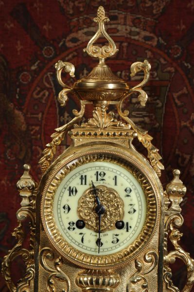 fig 4. Antique French Gilt Brass Boudoir Clock Set
~ French - Circa 1900 ~