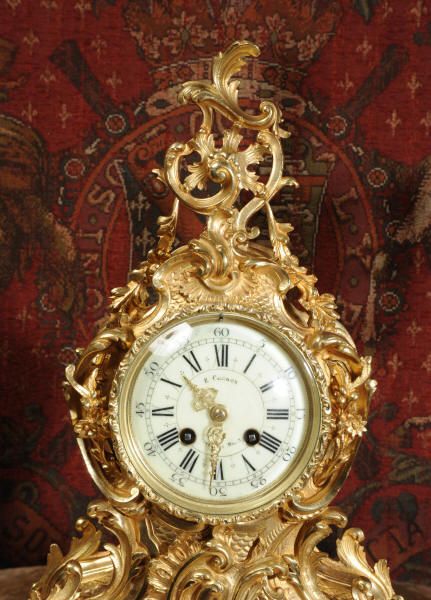 fig 4. Rococo Antique French Gilt Brass Clock Set
by Vincenti et Cie
