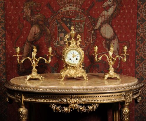 fig 1. Louis Japy Rococo Boudoir Clock Set
~ French - Circa 1880 ~