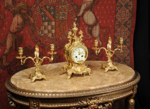 fig 2. Louis Japy Rococo Boudoir Clock Set
~ French - Circa 1880 ~