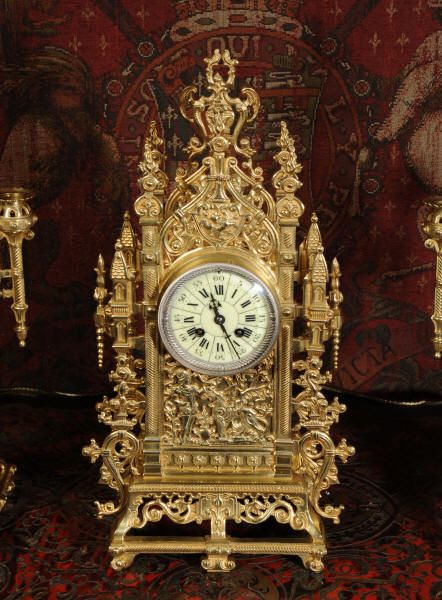 fig 4. Antique Gothic Clock Set by Japy Freres