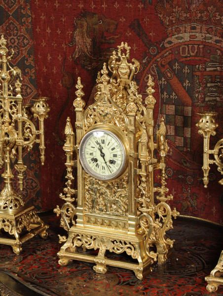 fig 5. Antique Gothic Clock Set by Japy Freres