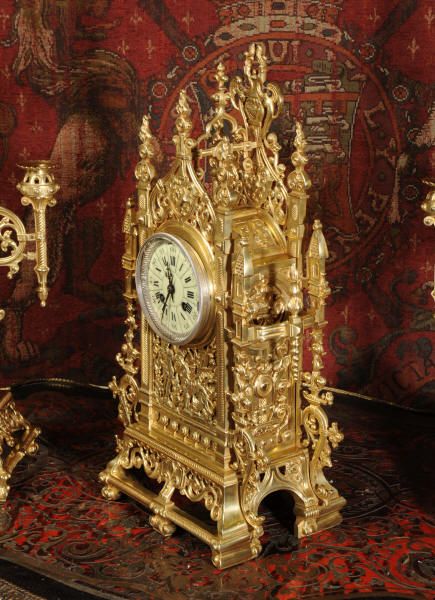 fig 6. Antique Gothic Clock Set by Japy Freres