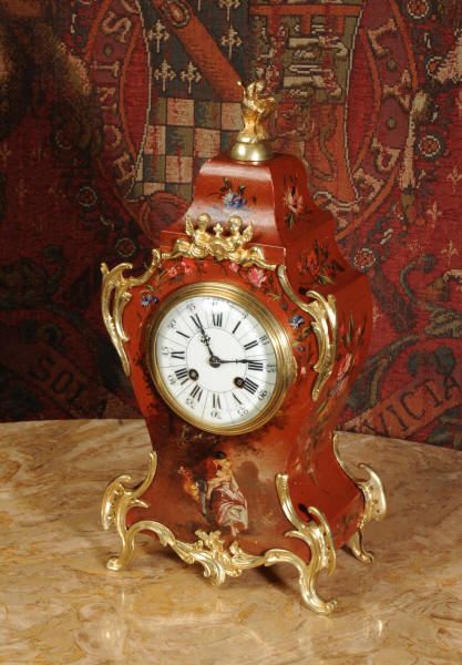 fig 2. Lacquer and Ormolu Antique French Boudoir Clock