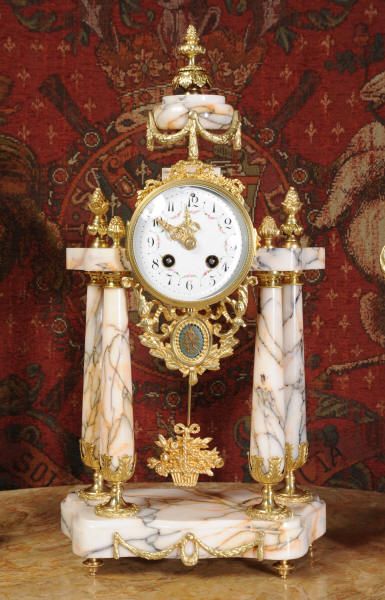 fig 4. Stunning Specimen Marble and Ormolu Portico Clock Set