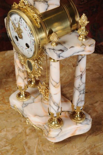 fig 5. Stunning Specimen Marble and Ormolu Portico Clock Set