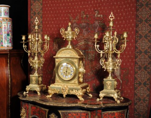 fig 1. Huge Classical Gilt Brass Clock Set
