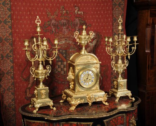 fig 2. Huge Classical Gilt Brass Clock Set