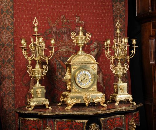 fig 3. Huge Classical Gilt Brass Clock Set