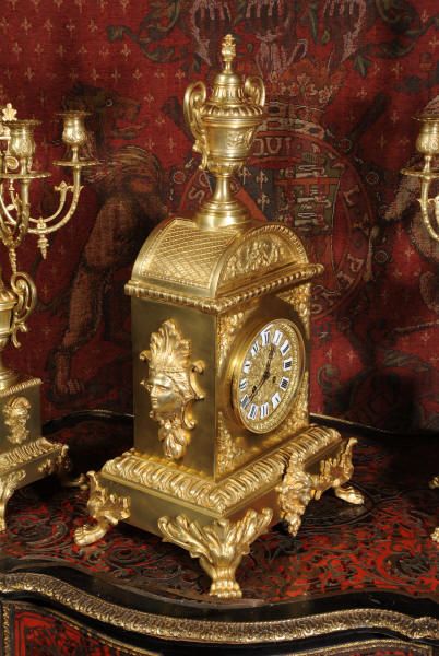fig 5. Huge Classical Gilt Brass Clock Set