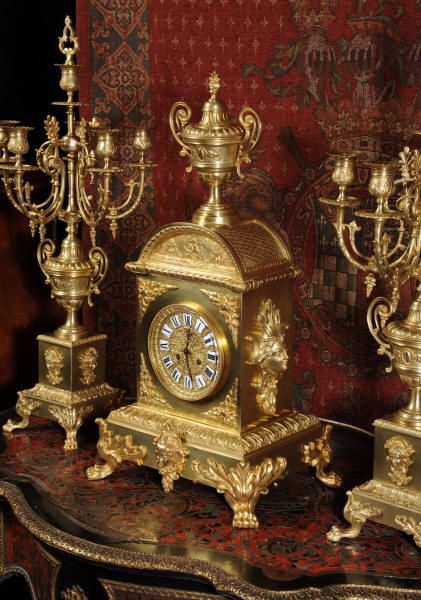 fig 6. Huge Classical Gilt Brass Clock Set