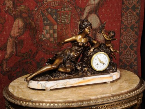 fig 1. Stunning Antique French Boudoir Clock
by Hippolyte François Moreau (1832-1927) and
Louis Auguste Moreau (1834-1917)