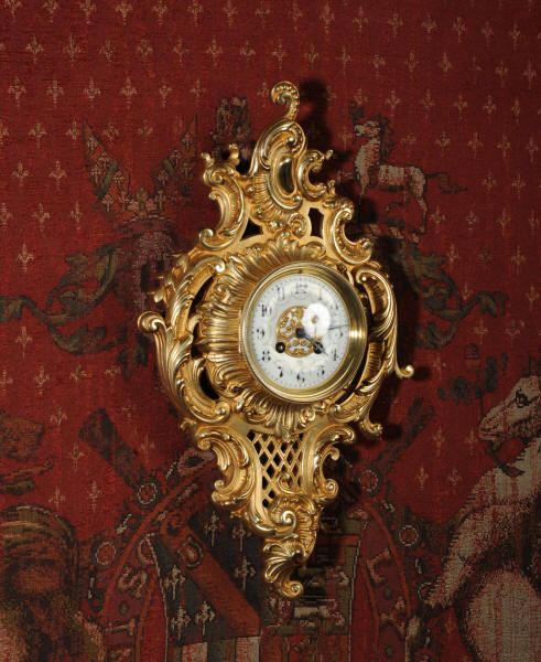 fig 1. Antique French Rococo Cartel Wall Clock by Japy Freres.