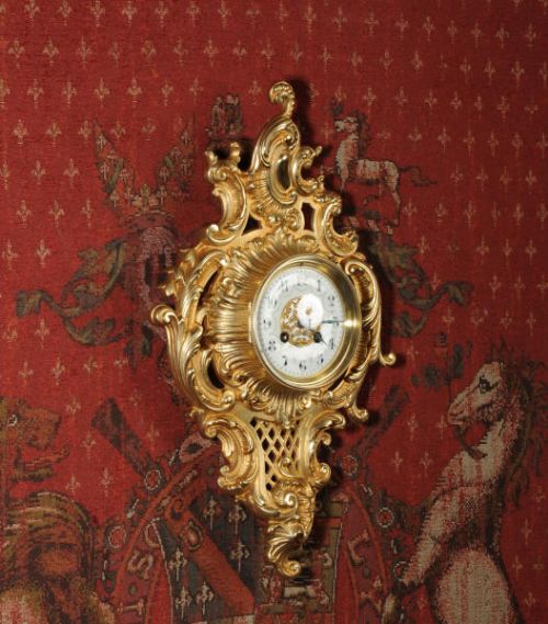 fig 2. Antique French Rococo Cartel Wall Clock by Japy Freres.