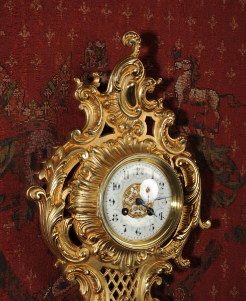 fig 4. Antique French Rococo Cartel Wall Clock by Japy Freres.