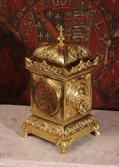 fig 4. Antique Classical Square Table Clock by Fritz Marti ~ Lions