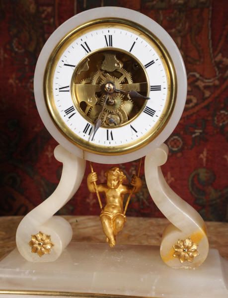 fig 4. Rare Eugéne Farcot Cherub On A Swing Boudoir Clock
~ French - Circa 1870 ~