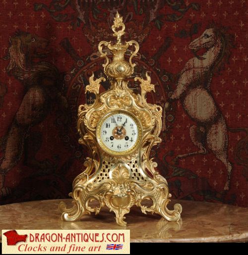 Large Antique French Gilt Brass Clock by Japy Freres
~ French - Circa 1880 ~
