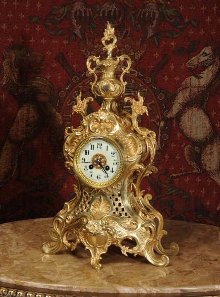 fig 2. Large Antique French Gilt Brass Clock by Japy Freres
~ French - Circa 1880 ~