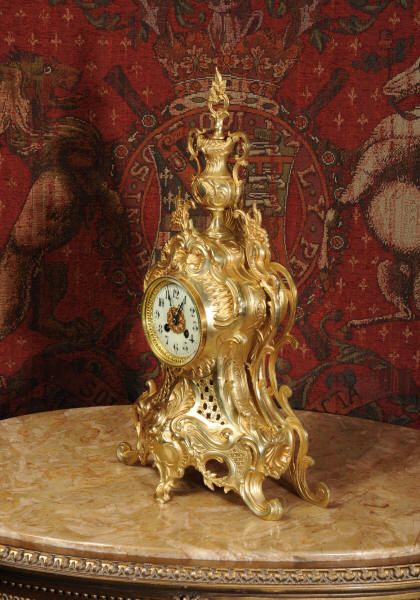 fig 3. Large Antique French Gilt Brass Clock by Japy Freres
~ French - Circa 1880 ~