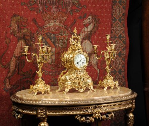 fig 3. A. D. Mougin Antique Rococo Clock Set
~ French - Circa 1880 ~