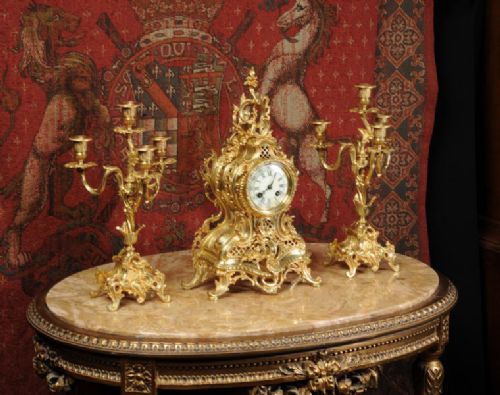 fig 4. A. D. Mougin Antique Rococo Clock Set
~ French - Circa 1880 ~