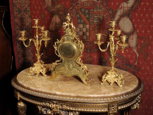 fig 5. A. D. Mougin Antique Rococo Clock Set
~ French - Circa 1880 ~