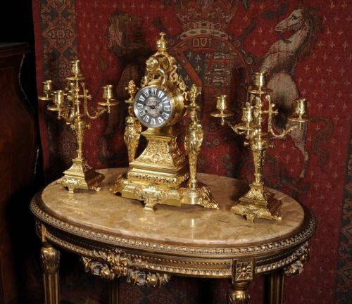 fig 3. Large and Stunning Classical Gilt Brass
Clock Set ~ Cherub