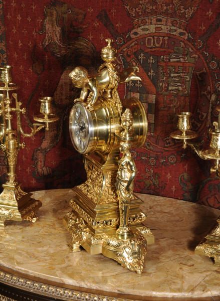 fig 5. Large and Stunning Classical Gilt Brass
Clock Set ~ Cherub