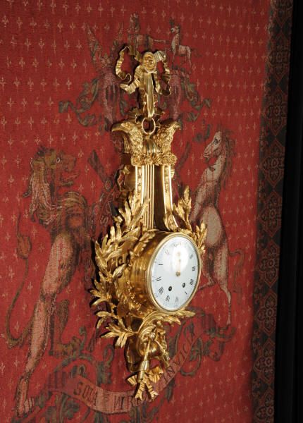 fig 2. Huge Louis XVI Ormolu Lyre Cartel Wall Clock by Charles Hour