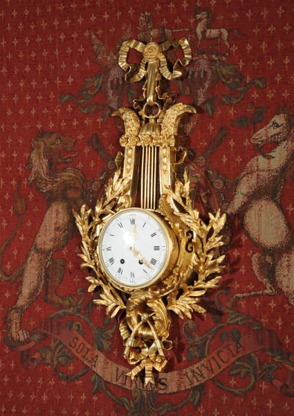 fig 3. Huge Louis XVI Ormolu Lyre Cartel Wall Clock by Charles Hour