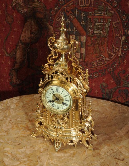 fig 4. Antique Boudoir Clock - French Gilt Brass Louis XVI by A.D. Mougin